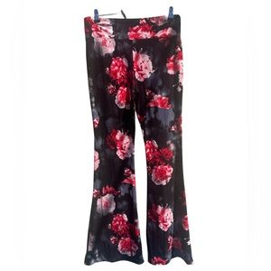 60s/70s Bellbottom Flared Soft Wide-Legged Pants🌸 Floral Print 🌹 Size:L 11-13